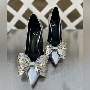 Ted Baker Metallic Heels with Gold Bow